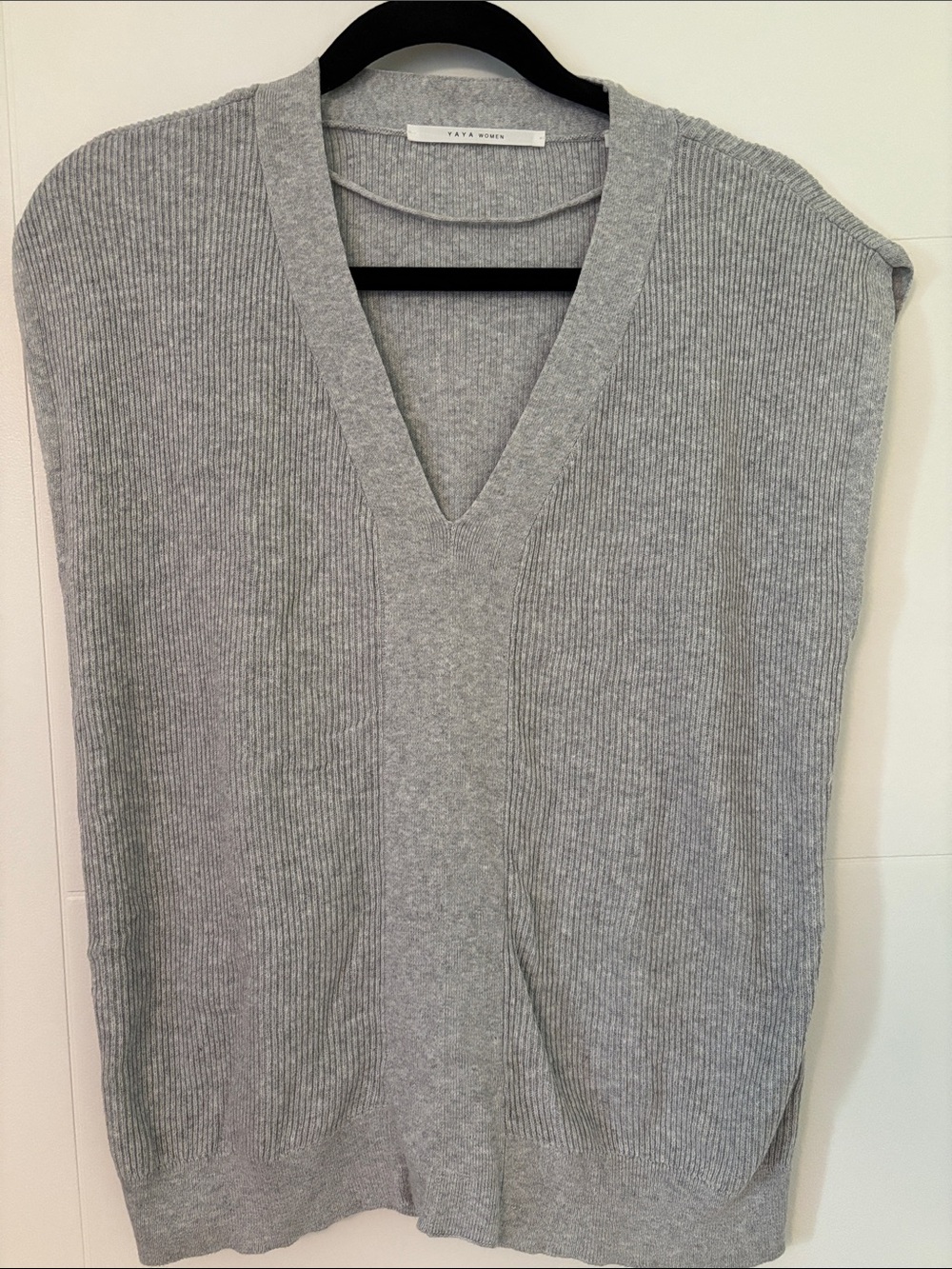 Light Gray Ribbed V-Neck Sweater Vest